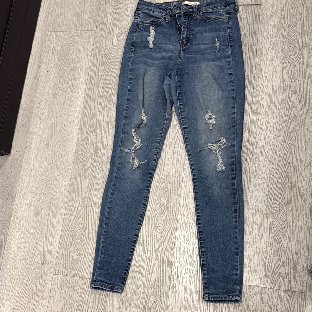Distressed Blue Skinny Jeans